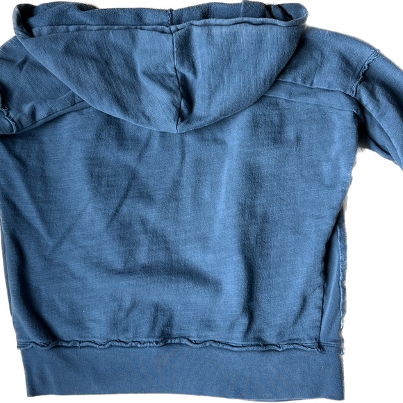 Free People cotton 3/4 sleeve button-down hoodie sweatshirt - Picture 3 of 4